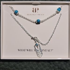 FREE OG W/purchase Silver-Tone Layered Necklace Set with Turquoise Beads